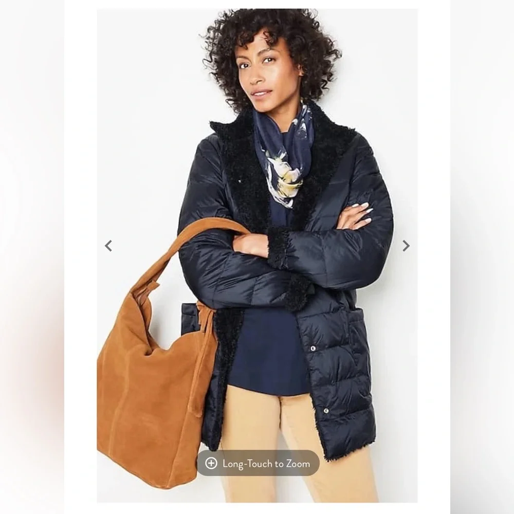 J.Jill reversible Sherpa navy jacket - Picture 1 of 9